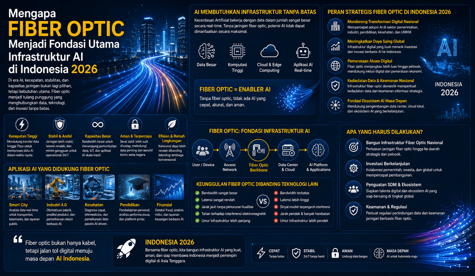 Mengapa Fiber Optic Menjadi Fondasi Utama Infrastruktur AI di Indonesia 2026?