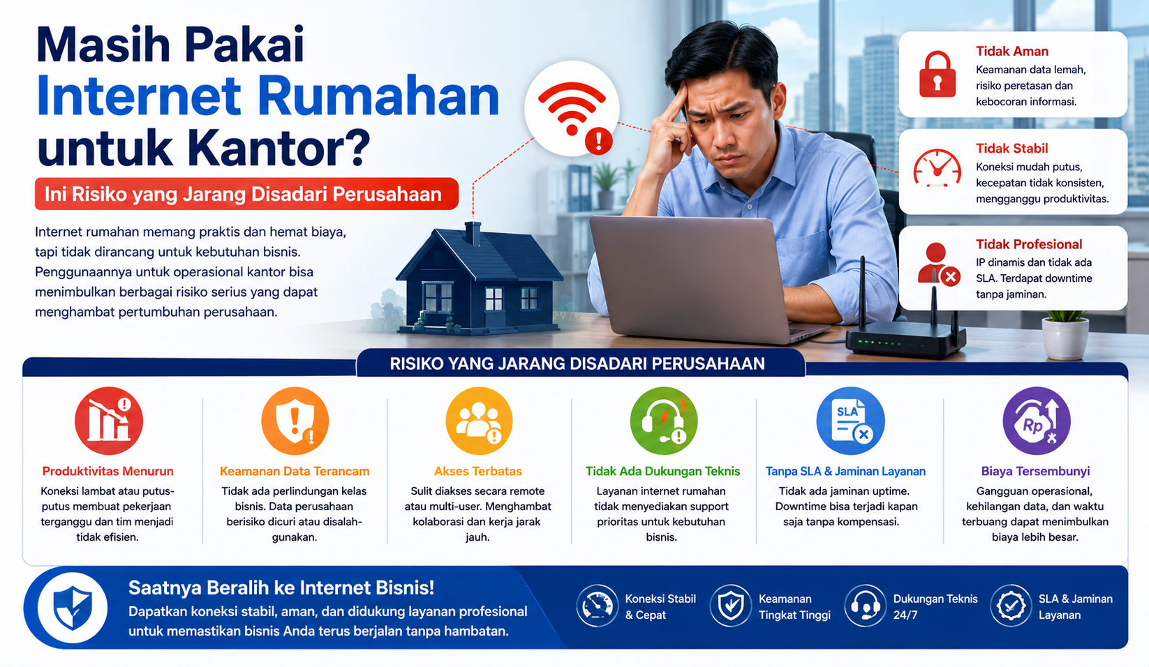 Masih Pakai Internet Rumahan untuk Kantor? Ini Risiko yang Jarang Disadari Perusahaan