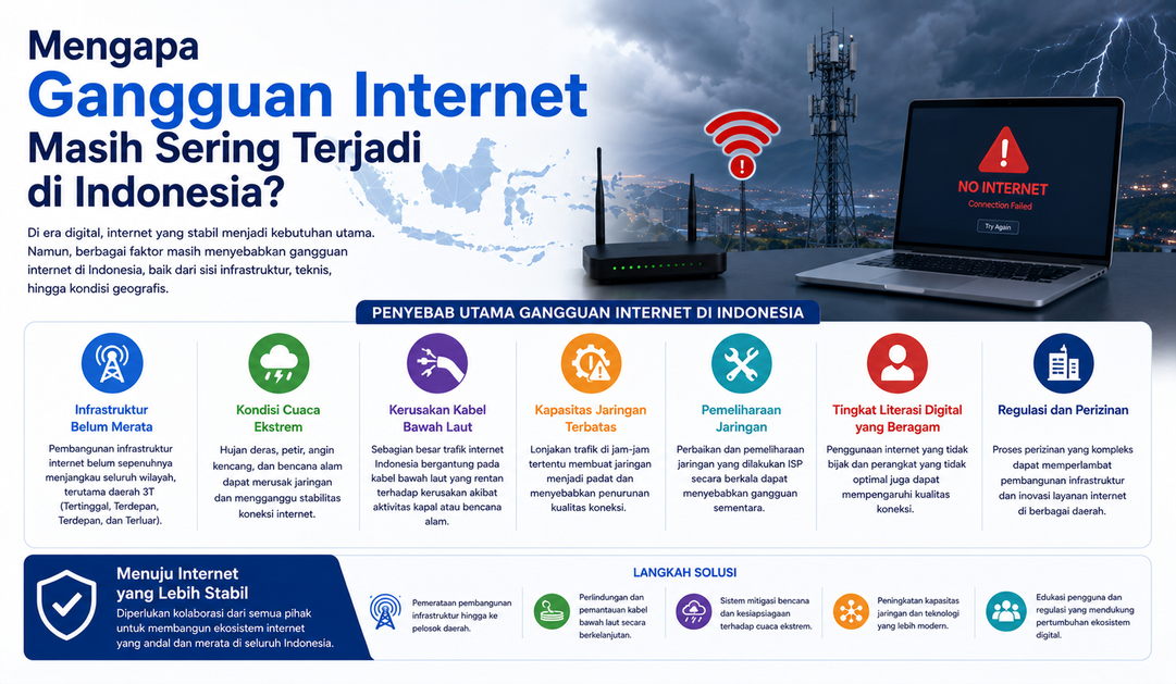 Mengapa Gangguan Internet Masih Sering Terjadi di Indonesia? Ini Penyebab yang Jarang Diketahui