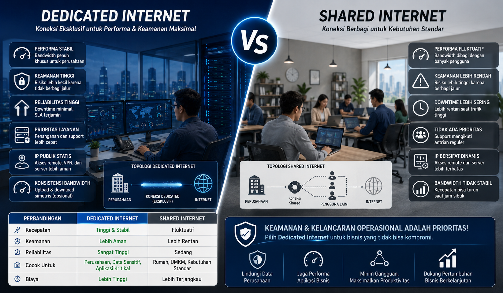 Dedicated vs Shared Internet: Mana yang Lebih Aman untuk Operasional Perusahaan?