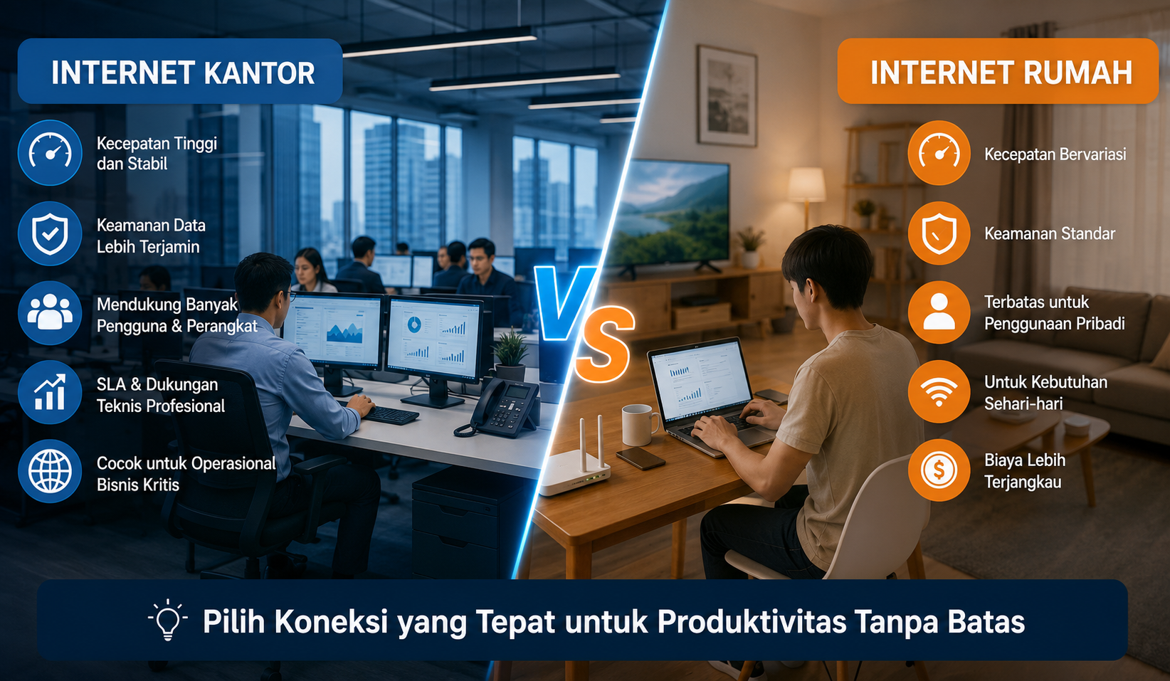 Internet Kantor vs Internet Rumah: Apa Perbedaannya dan Mengapa Bisnis Membutuhkannya?