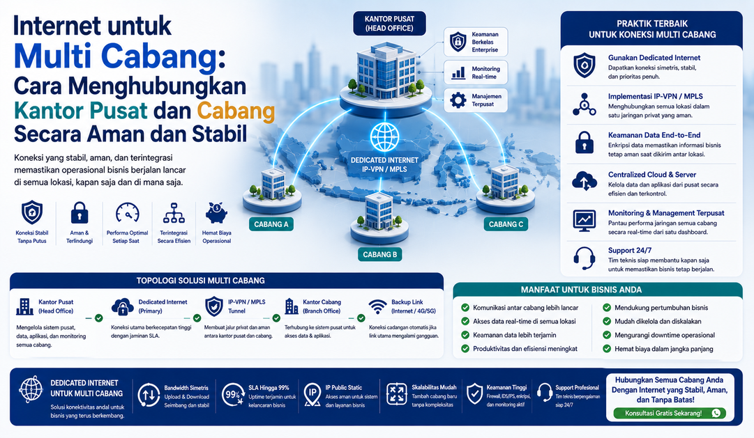 Internet untuk Multi Cabang: Cara Menghubungkan Kantor Pusat dan Cabang Secara Aman dan Stabil