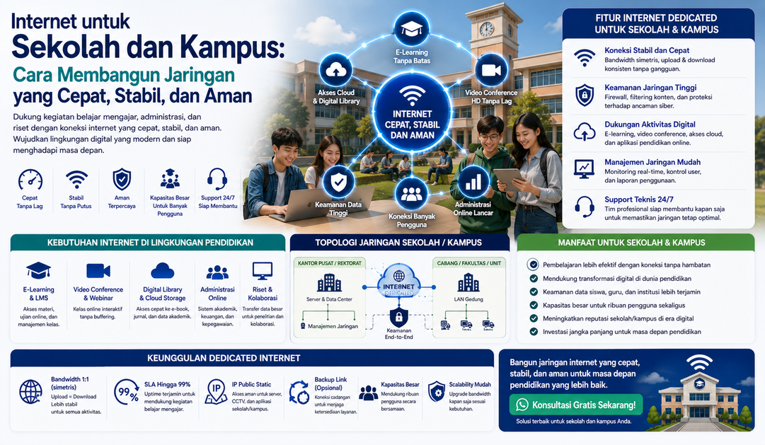 Internet untuk Sekolah dan Kampus: Bagaimana Membangun Jaringan yang Cepat, Stabil, dan Aman?
