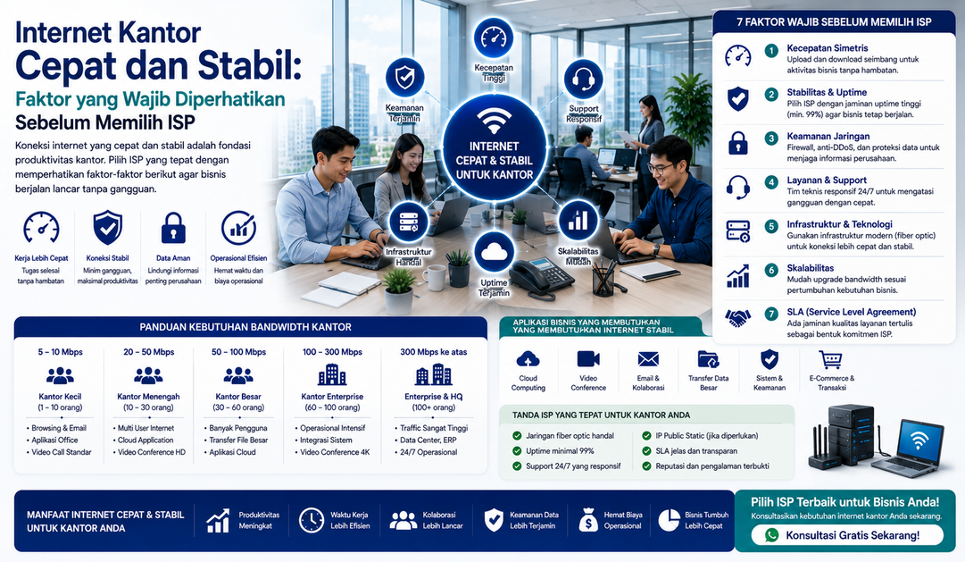 Internet Kantor Cepat dan Stabil: Faktor Apa Saja yang Wajib Diperhatikan Sebelum Memilih ISP?