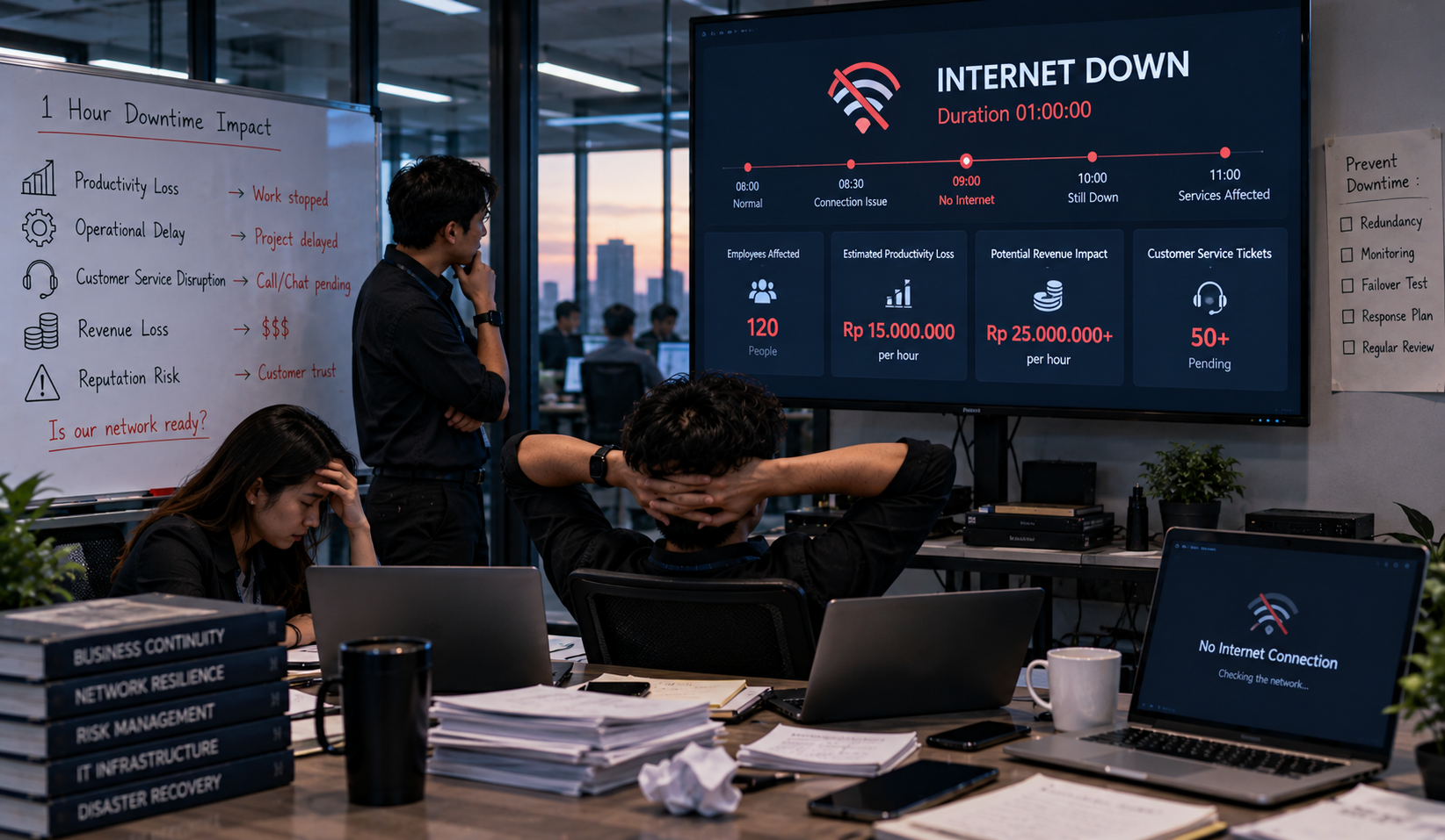 Berapa Kerugian Jika Internet Kantor Mati 1 Jam? Memahami Cost of Downtime bagi Perusahaan