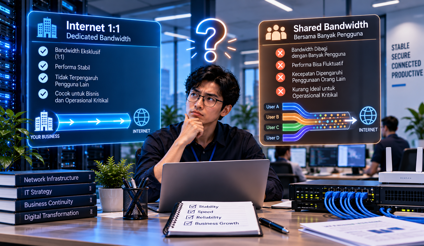 Internet 1:1 vs Shared Bandwidth: Apa Bedanya dan Mana yang Lebih Stabil?