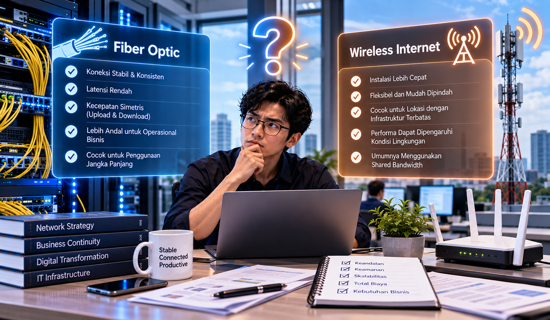 Fiber Optic vs Wireless Internet: Mana yang Lebih Cocok untuk Bisnis? Jangan Cuma Bandingkan Mbps