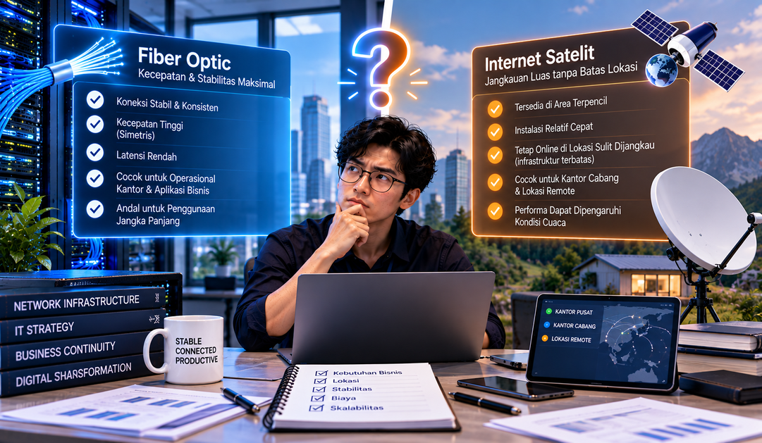 Fiber Optic vs Internet Satelit: Mana yang Lebih Tepat untuk Kantor dan Lokasi Remote?