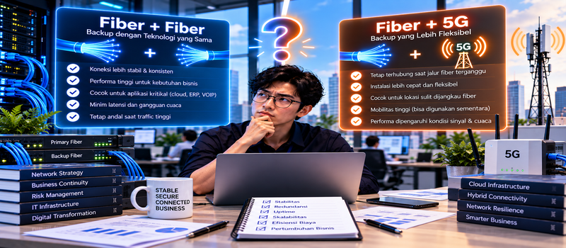Fiber + Fiber vs Fiber + 5G: Mana Strategi Backup Internet yang Lebih Aman?